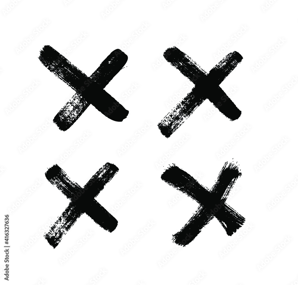 Poster black and white paint vector cross lines. hand drawn set of objects for design use. abstract drawing