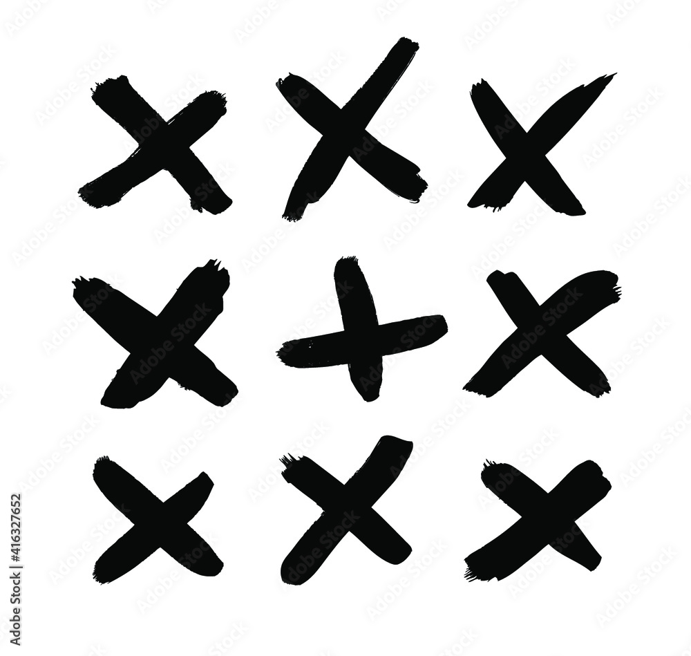 Poster black and white paint vector cross lines. hand drawn set of objects for design use. abstract drawing