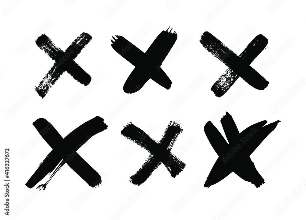 Poster black and white paint vector cross lines. hand drawn set of objects for design use. abstract drawing