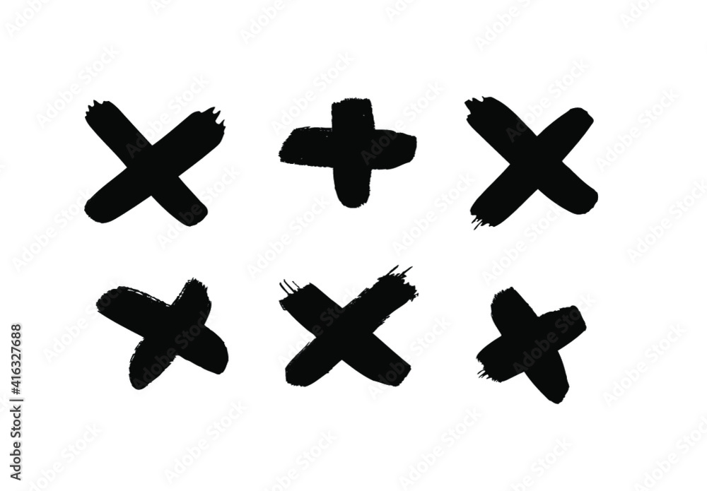 Poster black and white paint vector cross lines. hand drawn set of objects for design use. abstract drawing