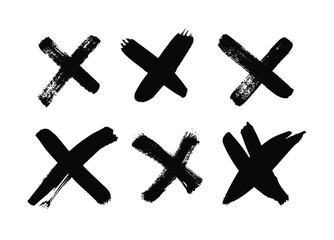 Black and White paint Vector cross lines. Hand drawn set of objects for design use. Abstract drawing stripes. Artistic illustration grunge elements strokes