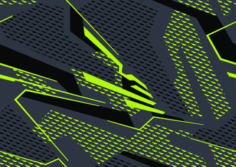 Abstract geometric seamless pattern with polygonal shapes. Modern digital camo texture ornament for racing vinyl print. Vector background.