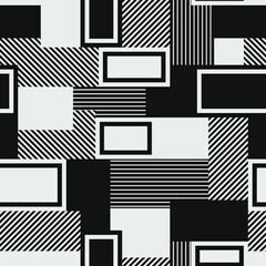 Seamless pattern of striped rectangle geometric tiles. Abstract modern endless background. Vector illustration.
