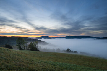fog in a mountain valley