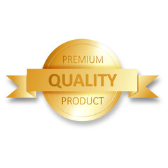 premium quality product golden badge label 
