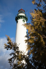 New Presque Isle Lighthouse in Michigan during the winter.