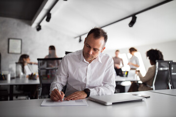 Light interior, modern office.