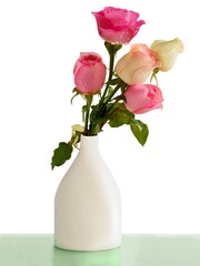 pretty multicolor roses as single or posy close up