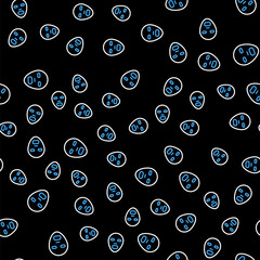 Line Facial cosmetic mask icon isolated seamless pattern on black background. Cosmetology, medicine and health care. Vector.