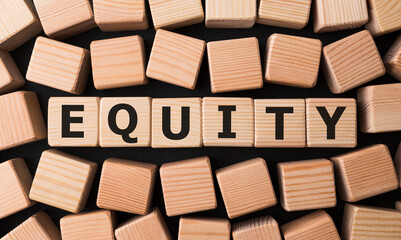 Word EQUITY made with wood building blocks