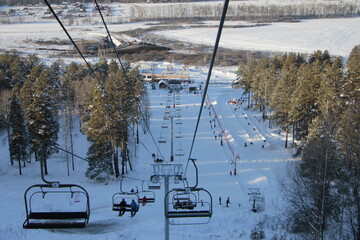 ski lift in the mountains