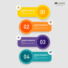 Infographics template 4 options with rectangle banner, can be used for workflow layout, diagram, website, corporate report, advertising, marketing. vector illustration.