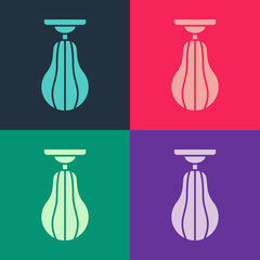 Pop art Punching bag icon isolated on color background. Vector.