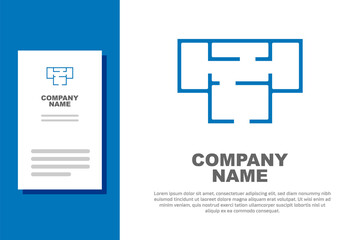 Blue House plan icon isolated on white background. Logo design template element. Vector.