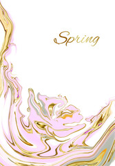 Fototapeta premium Flower template for a holiday card, a wedding invitation. Vector white background with delicate pink flowers.