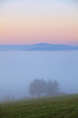 fog in a mountain valley