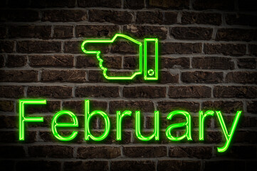 Fototapeta premium neon sign February
