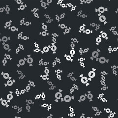Fototapeta na wymiar Grey Candy icon isolated seamless pattern on black background. Vector.