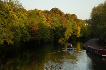 Narrowboat on the river avon