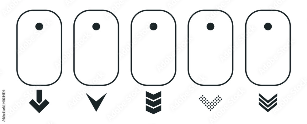 Poster modern linear pictogram of scroll down on the computer mouse. concept line icon scroll down. icons v