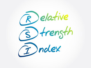 RSI - Relative Strength Index acronym, business concept background