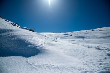 snow capped Sannine mountains in Lebanon during winter