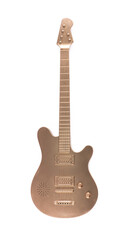 Naklejka premium golden guitar isolated on white background