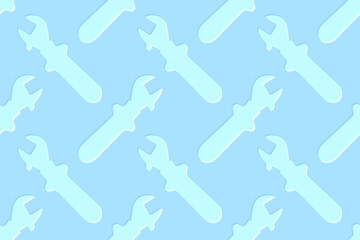 Adjustable wrench seamless pattern. Background from a metal adjustable wrench.