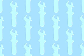 Adjustable wrench seamless pattern. Background from a metal adjustable wrench.