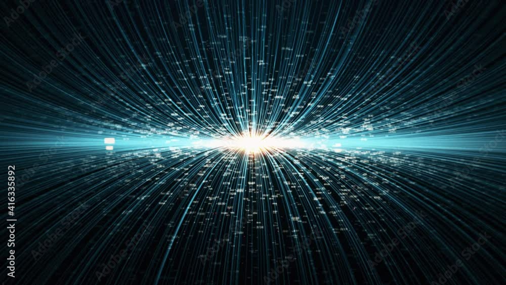 Poster Transfer and storage of data sets/Data transmission channel. Motion of digital data flow. Transferring of big data. 3D Rendering