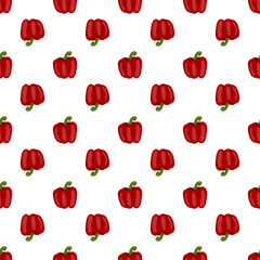 Vector seamless pattern with red pepper on white background