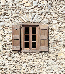 Windows in a stone wall
