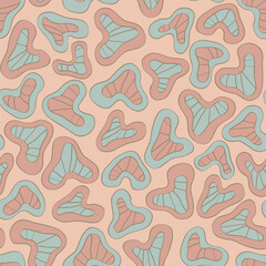 Seamless pattern from rounded abstract hearts. Vector background in gentle blue and pink colors for your design.