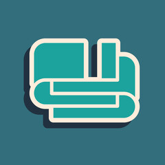 Green Towel stack icon isolated on green background. Long shadow style. Vector.