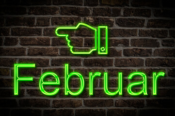 Leuchtreklame Februar