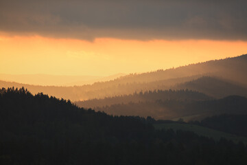 sunrise in the mountains, Beskid Niski