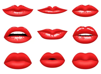Fotobehang Red woman lips vector design  illustration isolated on white background  © Emil