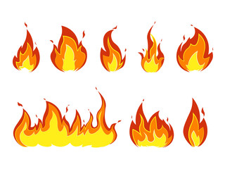 Fire on a white background. Flame And Fire Symbols