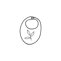 Hand-drawn baby bib. Doodle image for various designs.