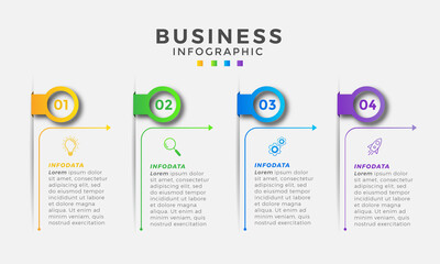 Business Infographic template. Thin line design with numbers 4 options or steps.