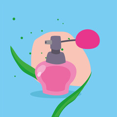 Cosmetic perfum with leaves vector design