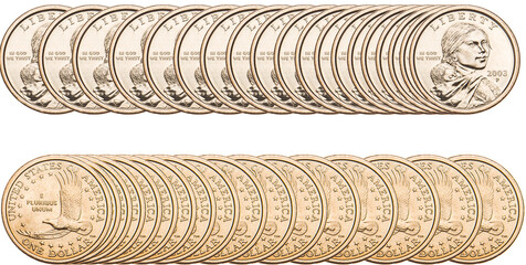 Ecuador one dollar coin isolated on white