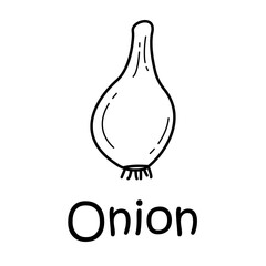 Badge onion with the inscription. Vector, eps