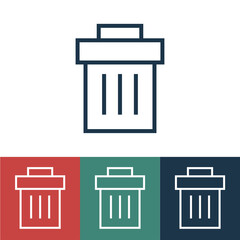 Linear vector icon with trashcan