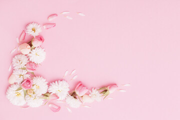 pink and white flowers on pink paper background