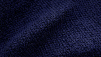 close up texture dark blue fabric of sackcloth drapery, photo shoot by depth of field for object....