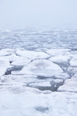 global warming, ice melting and drifting in the sea