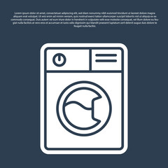 Blue line Washer icon isolated on blue background. Washing machine icon. Clothes washer - laundry machine. Home appliance symbol. Vector.