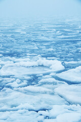 global warming, ice melting and drifting in the sea
