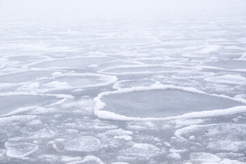 global warming, ice melting and drifting in the sea